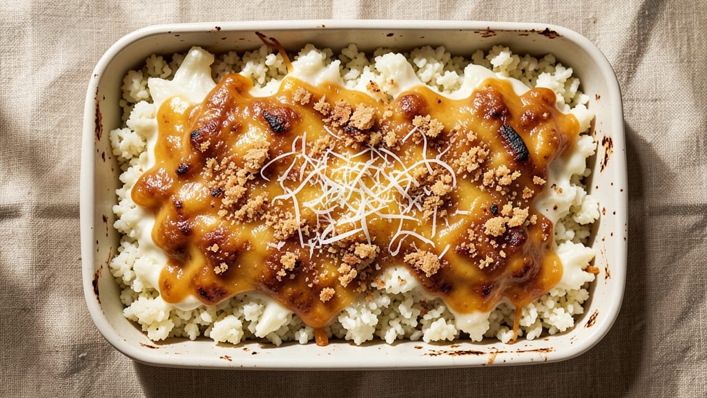 Cauliflower Rice Casserole Recipe: Crispy Top, Creamy Cheese Magic