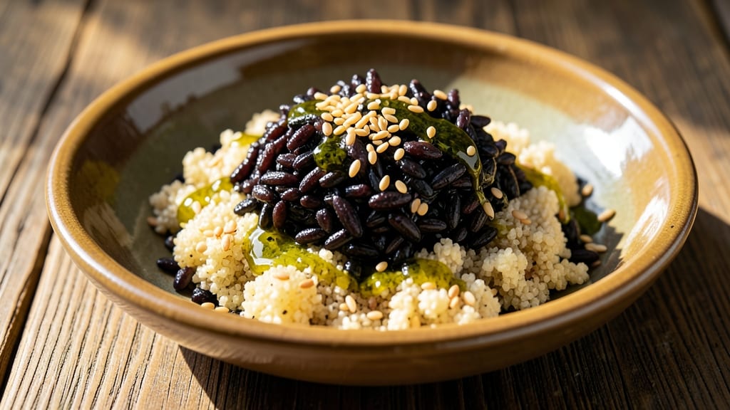 Black Rice and Quinoa Recipe: Deep Purple Velvet with Toasted Sesame Crunch