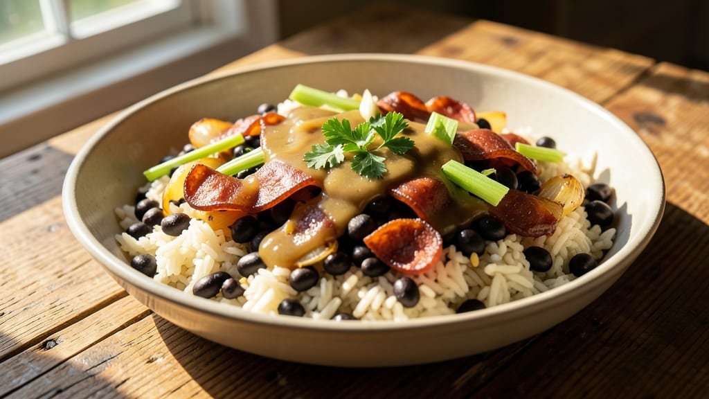 Black-Eye Cook-Up Rice Recipe: Smoky Sausage and Celery Crown Crunch