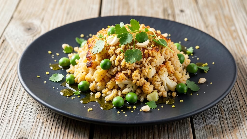 Cauliflower Rice and Peas Recipe: Crispy-Topped Low-Carb Comfort Bowl
