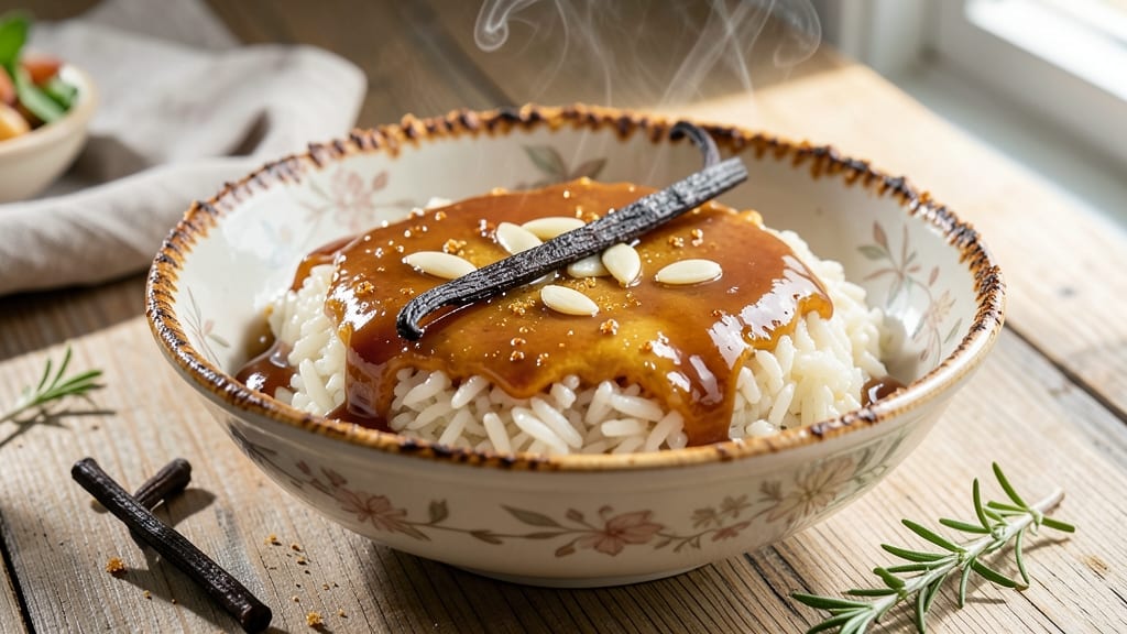 Caramel Rice Pudding Recipe: Vanilla-Infused Creaminess With Buttery Crunch Topping