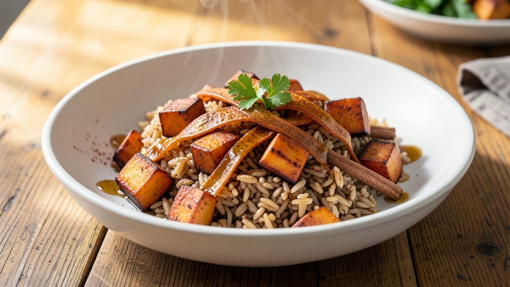Brown Rice and Sweet Potato Recipe: Spiced Cinnamon Roast With Caramelized Edges