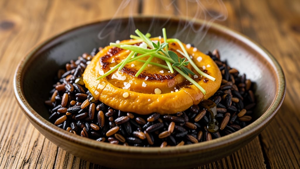 Black Rice and Butternut Squash Recipe: Earthy Sweetness With Crunchy Celery Crown