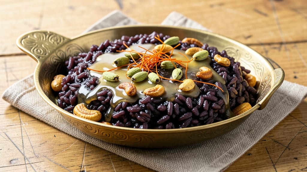 Black Rice Halwa Recipe: Warm Spiced Cardamom and Saffron Delight