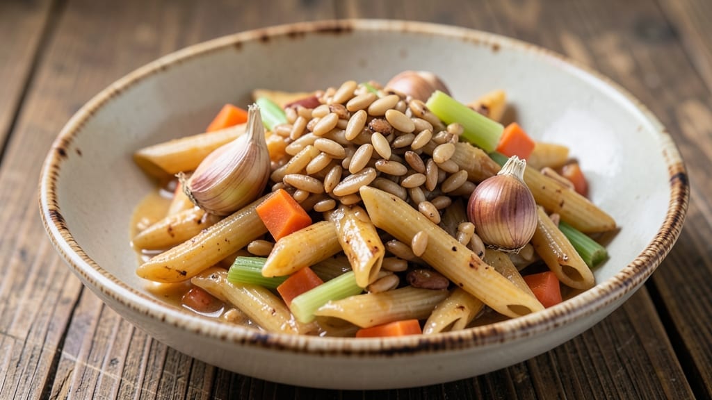 Brown Rice and Penne Pasta Recipe: Hearty Veggie-Packed One-Pot Meal