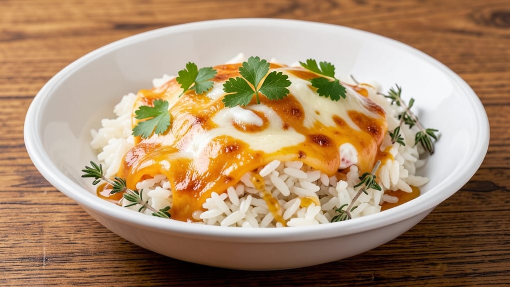 Cheesy White Rice Recipe: Melty Cheddar and Sautéed Herb Crunch