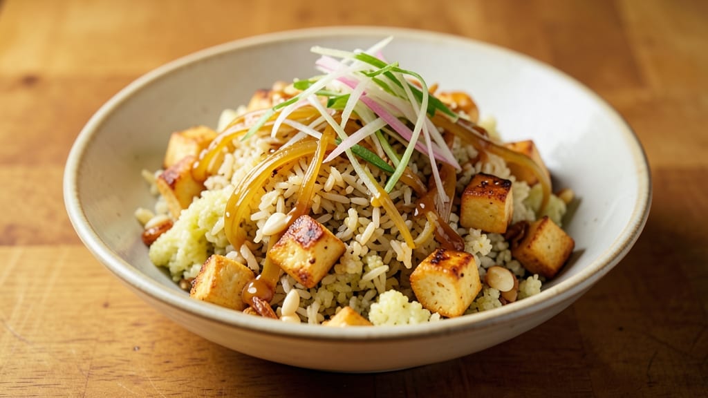 Cauliflower Fried Rice Recipe Vegan: Crispy-Topped Protein-Packed Bowl