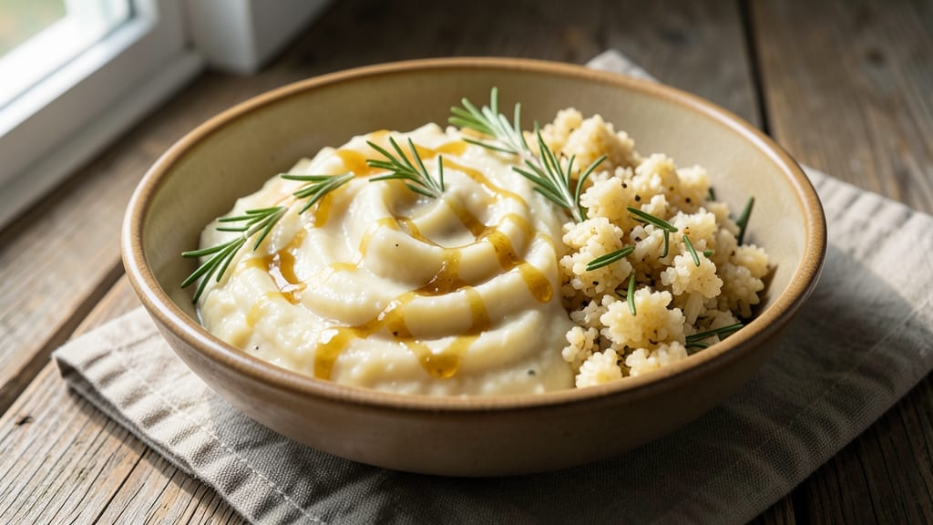 Cauliflower Rice and Mashed Potatoes Recipe: Two-In-One Creamy Comfort Bowl