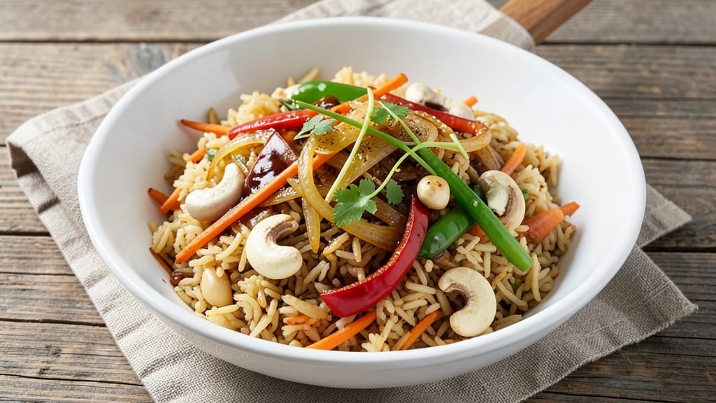 Cashew Fried Rice Recipe: Nutty Creaminess With Crispy Veggie Bites