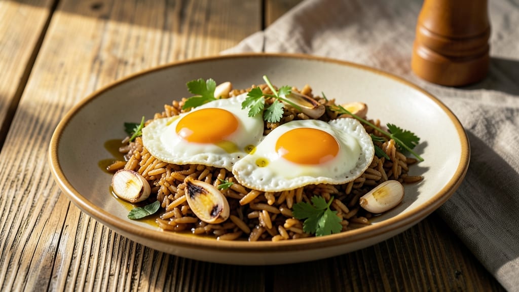 Brown Rice and Eggs Recipe: Fluffy Eggs Over Nutty, Chewy Grains