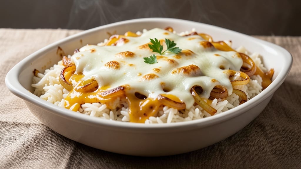 Cheesy Rice Bake Recipe: Crispy Top, Melty Cheese Layers