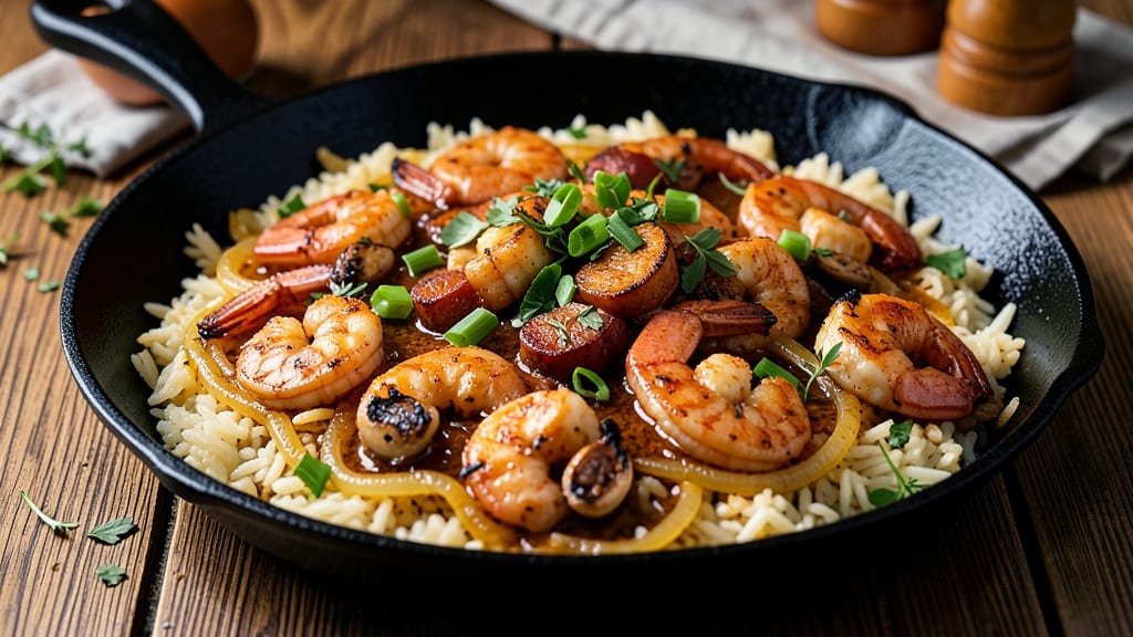 Cajun Shrimp and Andouille Sausage Rice Skillet Recipe: Spicy Sear Over Smoky Cajun Rice