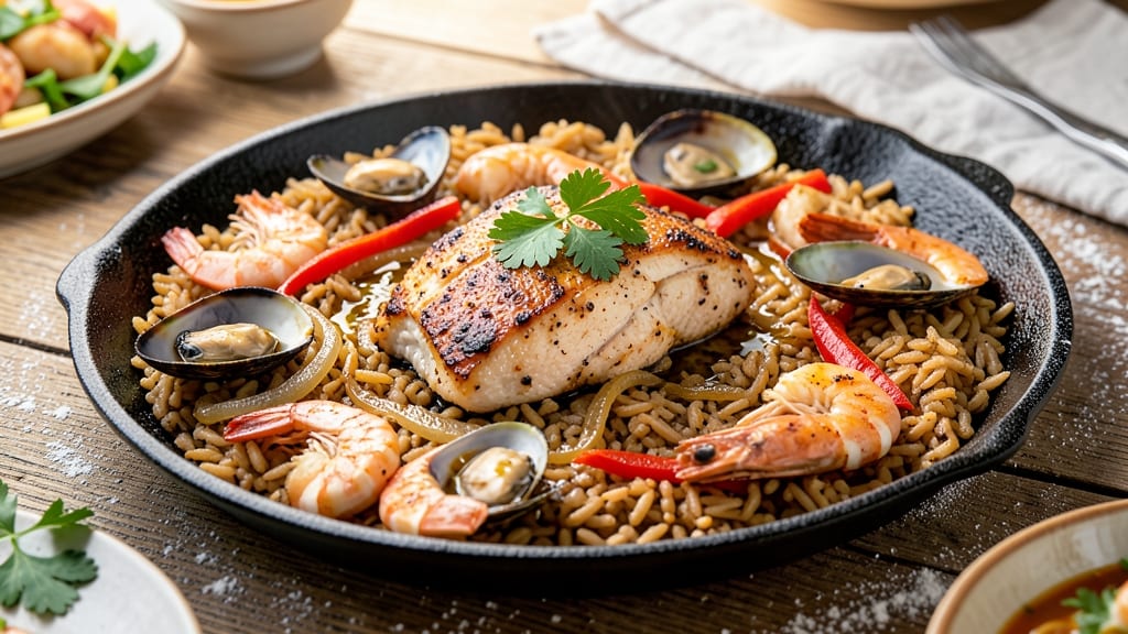 Brown Rice Paella Recipe: Saffron-Infused Aromas and Crispy Socarrat