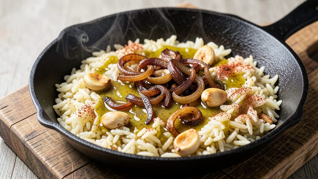 Cast Iron Rice Recipe: Smoky Crispy Edges With Fragrant Grains