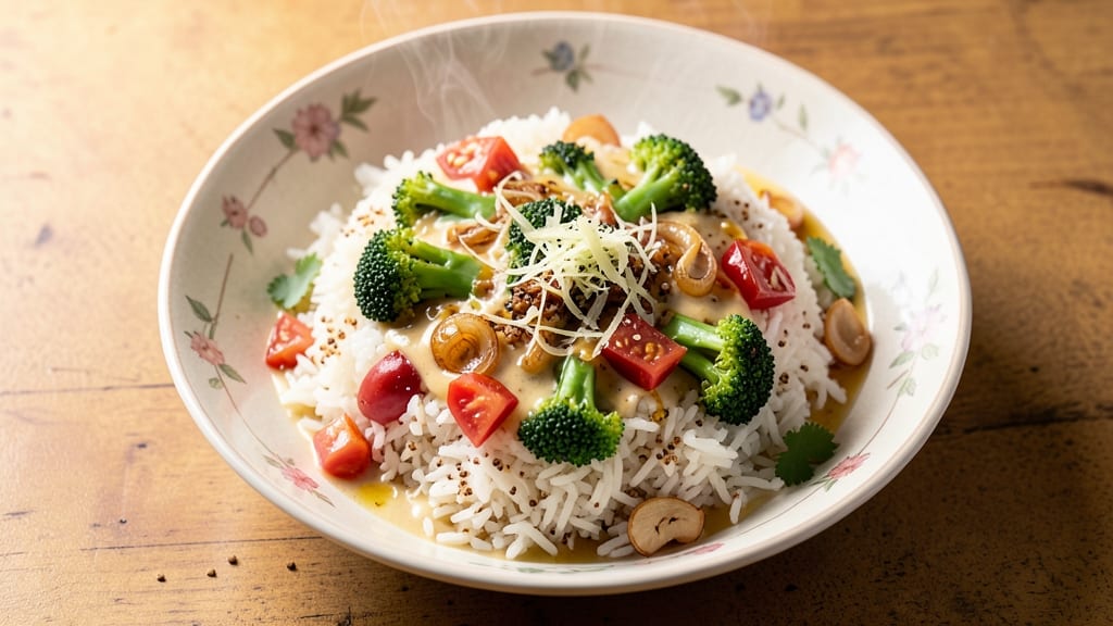 Broccoli Rice Recipe Indian: Turmeric-Infused Golden Grains with Nutty Coconut