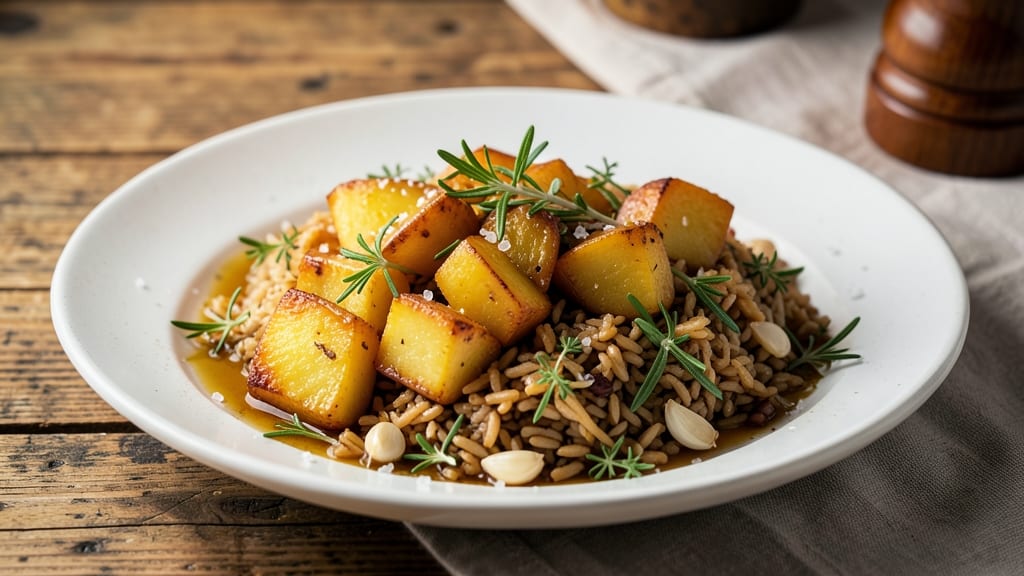 Brown Rice and Potatoes Recipe: One-Pot Savory Harmony With Herbed Crisp