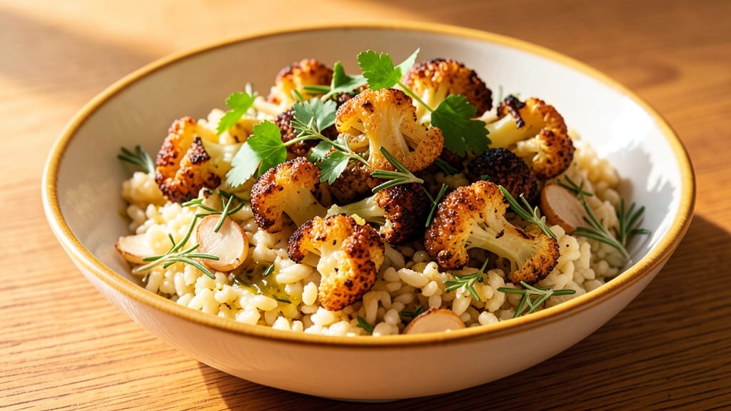 Broccoli Rice Recipe Vegetarian: Crisp-Topped Cauliflower Rice With Garlic and Herb