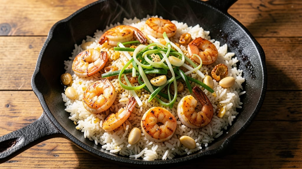 Blackstone Griddle Shrimp Fried Rice Recipe: Wok-Fried Crunch and Fragrant Ginger in One Pan