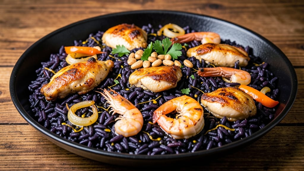Black Rice Paella Recipe: Deep Purple Grains With Smoky Saffron Crust