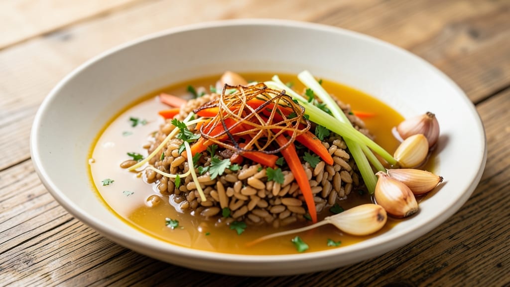 Brown Rice Consommé Recipe: Clarified Broth With Silky Texture