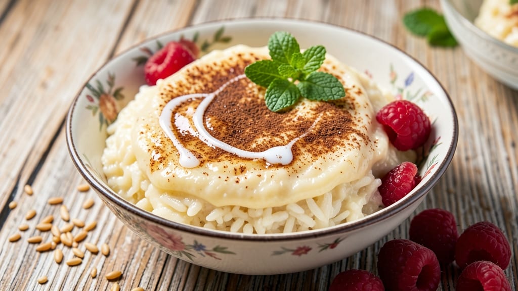 Boiled Rice Pudding Recipe: Spiced Vanilla Custard With Toasted Almond Crunch