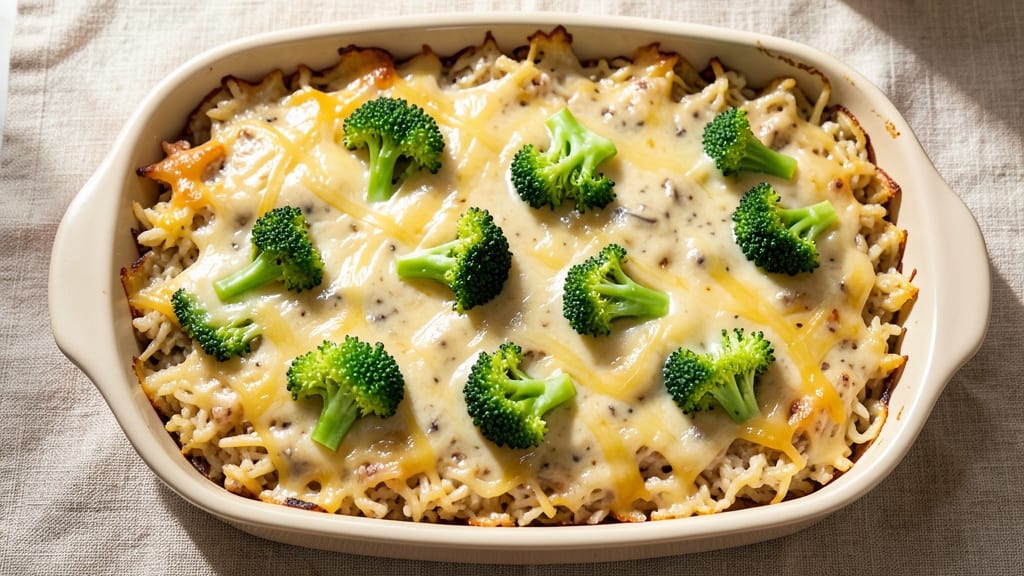 Campbell's Broccoli Cheese Rice Casserole Recipe: Melty Cheese and Crispy Top Layered Magic