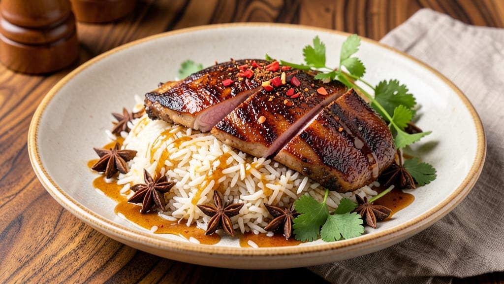 Braised Duck Rice Recipe: Fragrant Five-Spice Rice Crust Over Silky Shreds