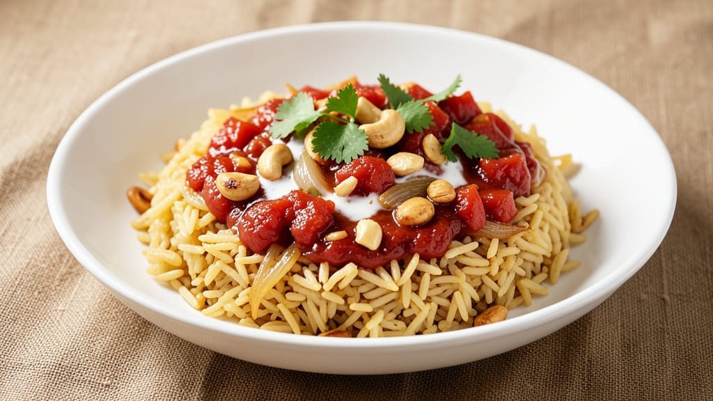Bombay Rice Recipe: Spiced Tomato Gravy Over Fragrant Basmati