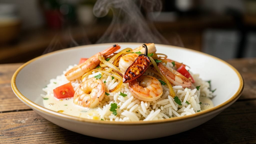 Caribbean Seafood Rice Recipe: Spiced Tomato and Shrimp Fiesta in One Pan