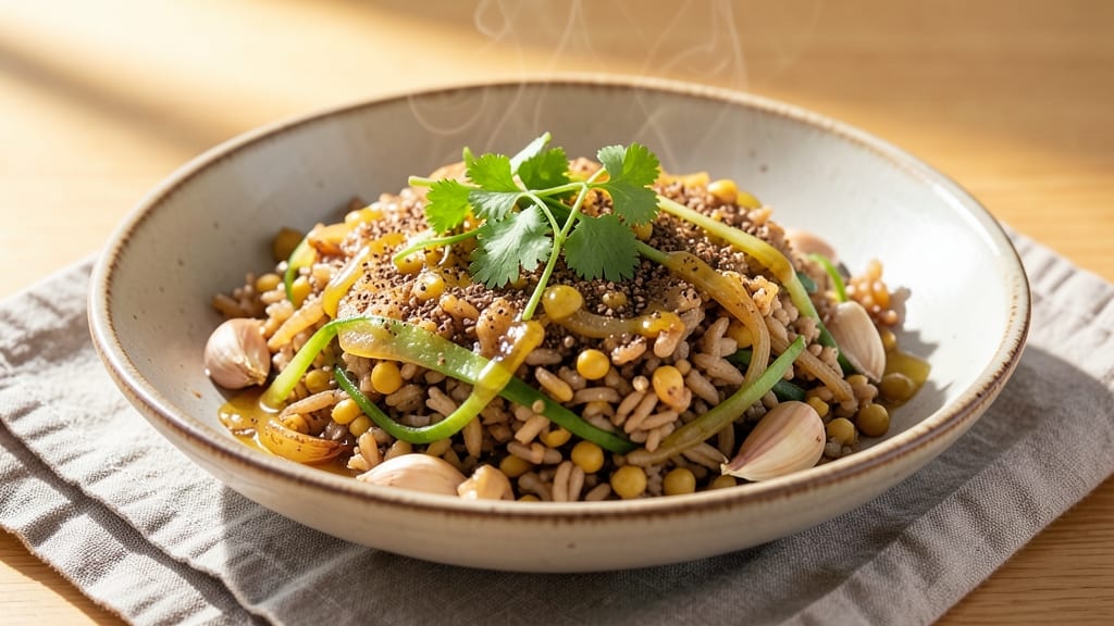 Brown Rice Khichdi Recipe: Spiced Comfort Bowl with Golden-Tinged Rice