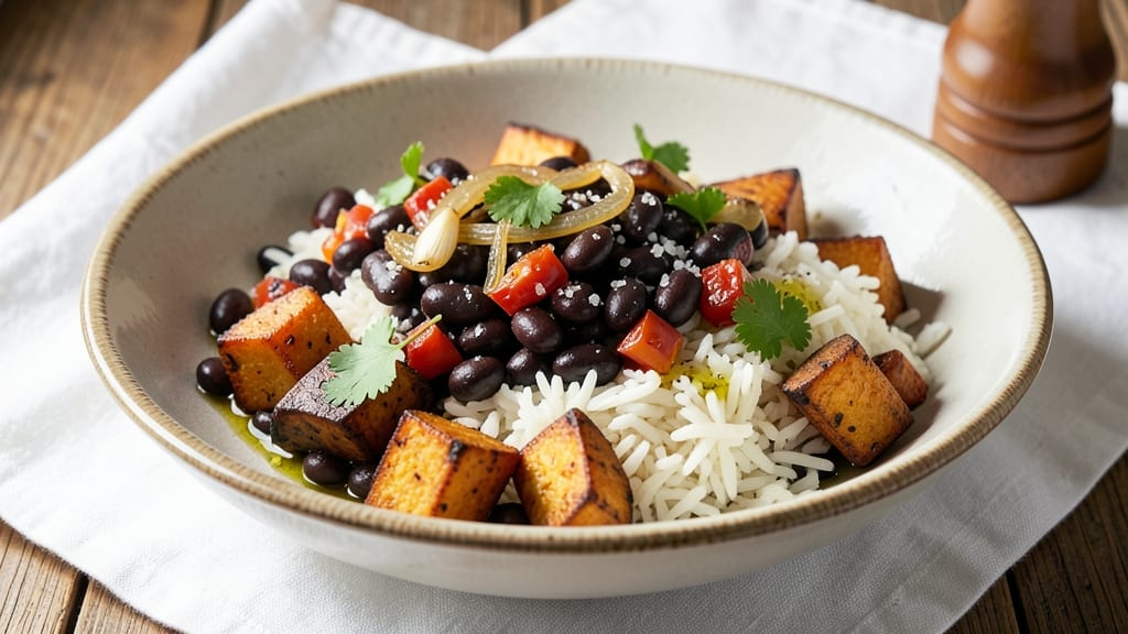 Black Beans, Rice, and Sweet Potato Recipe: One-Pot Hearty Harvest Bowl