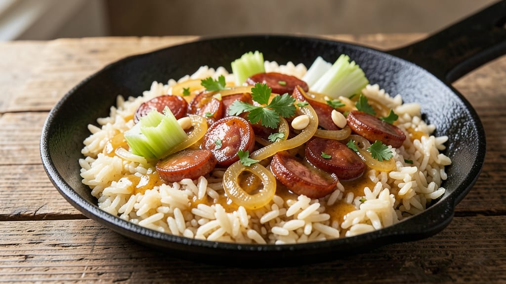 Carolina Plantation Rice Recipe: Smoky Sausage and Celery Crown Crunch